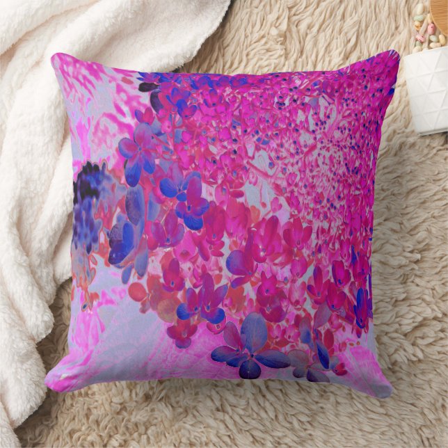 Almofada Elegante Fuchsia e Limelight Hydrangea Azul Escuro (Cobertor)