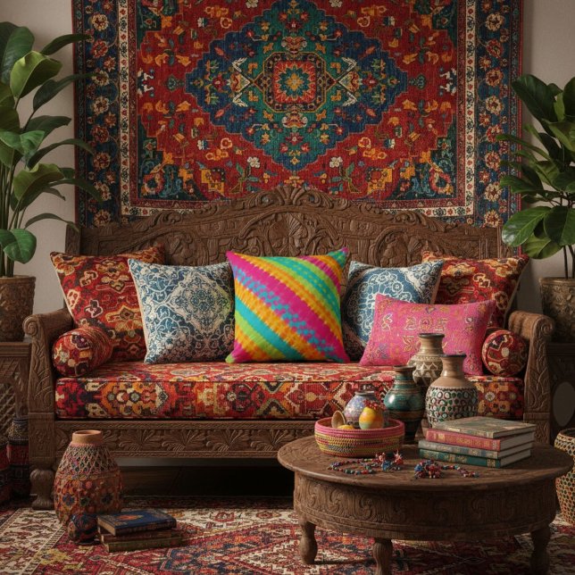 Almofada elegante geométrico colorido chic sofisticado (Criador carregado)