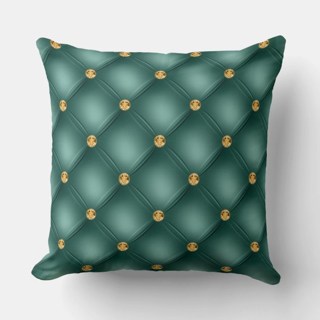 Almofada Elegante Glam Triturado Dourado Diamond Teal Green (Frente)