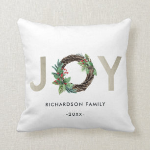 ALMOFADA ELEGANTE HOLLY BERRY SILVER JOY WREATH NATMAS