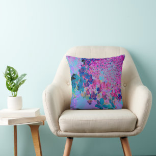Almofada Elegante Hortênsia Limelight Azul Escuro e Magenta