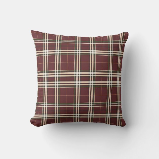 Almofada Elegante Inspirado em Xadrez Escocês (Frente)