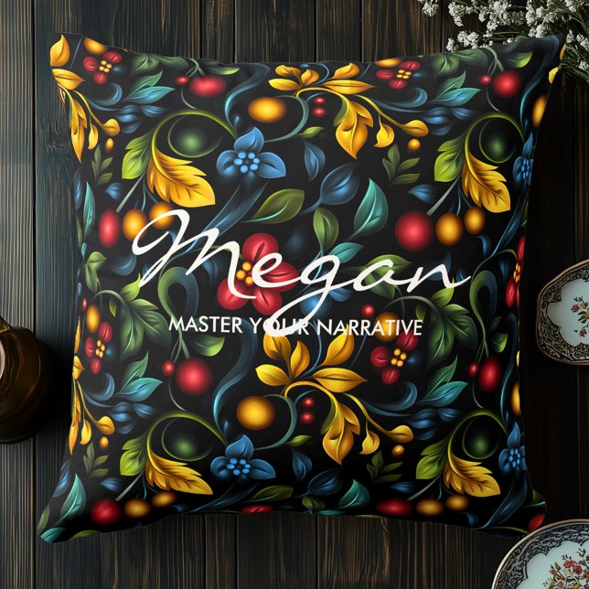 Almofada Elegante Khokhloma Inspirou Travesseiro decorativo (Criador carregado)