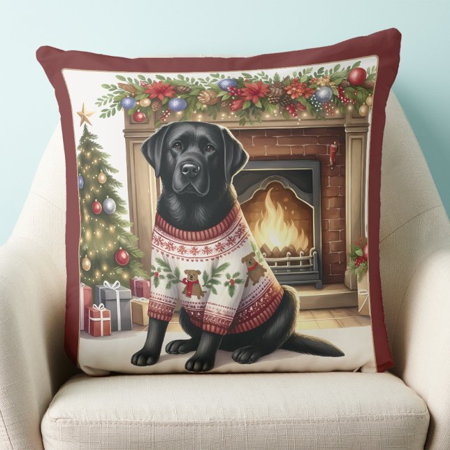 Almofada Elegante Labrador Retriever Christmas Puppy Dog (Criador carregado)