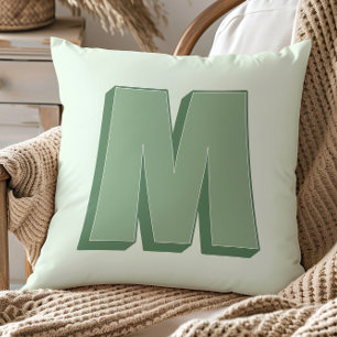 Almofada Elegante Letra M Monograma Personalizado Inicial