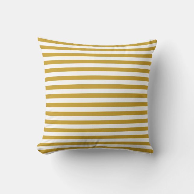 Almofada Elegante Listrado Dourado e Branco (Frente)