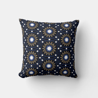Almofada Elegante Mandala de Estrela Geométrica Azul Naval