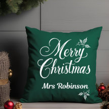 Elegante Merry Christmas Custom Name Holly Berries