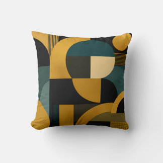 Almofada Elegante Moderno de Meados do Século Ouro e Geomét