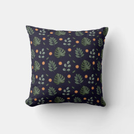 Almofada Elegante Moderno Folha Botânica Floral Azul Marinh