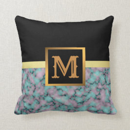 Almofada Elegante Moderno Marble Negro Dourado