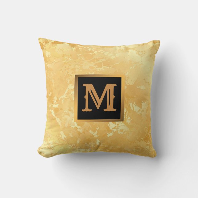 Almofada Elegante Moderno Marble Negro Dourado (Frente)
