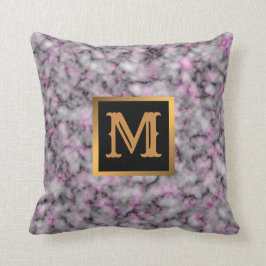 Almofada Elegante Moderno Marble Negro Dourado