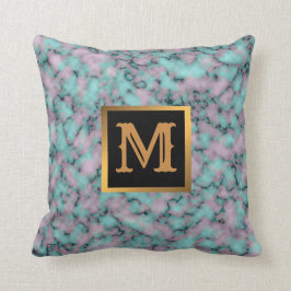 Almofada Elegante Moderno Marble Negro Dourado