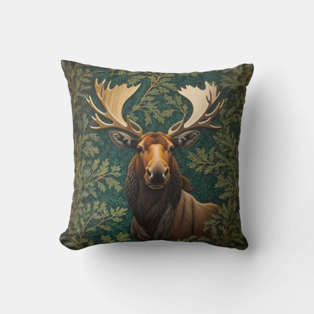 Almofada Elegante Moose William Morris Inspirado (Frente)