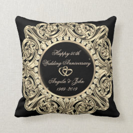 Almofada Elegante Ornament Dourado 50º Aniversário de Casam