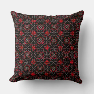 Almofada Elegante Ornamentado preto-vermelho-preto Design d