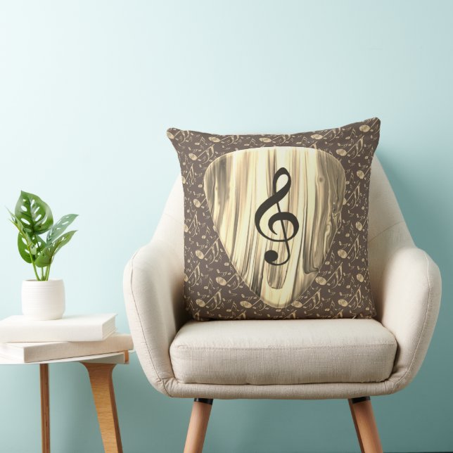Almofada Elegante Ouro Treble Clef Music Art (Cadeira)