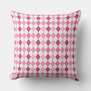 Almofada Elegante Padrão Argyle: Delícia Rosa e Roxa