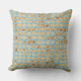 Almofada Elegante, padrão de bolinhas azul suave dourado