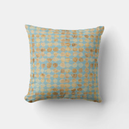 Almofada Elegante, Padrão de Bolinhas Azul Suave Dourado