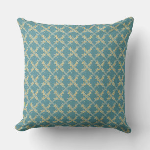 Almofada Elegante, Padrão de Treliça Azul Dourado