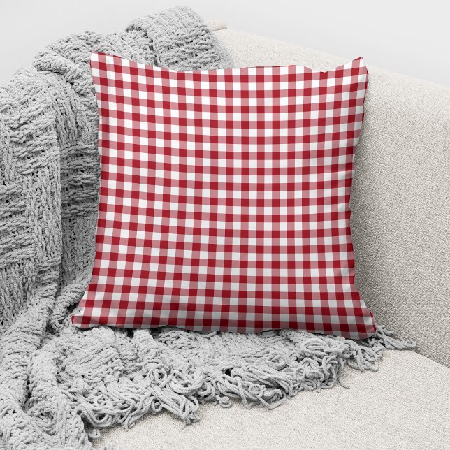Almofada Elegante padrão de xadrez gingham vermelho (Criador carregado)