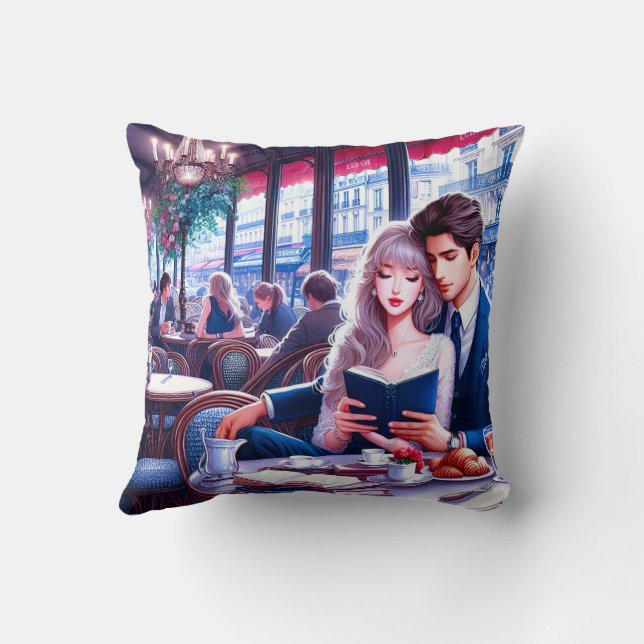 Almofada Elegante Parisiense Café Date: Uma Fuga Romântica (Verso)