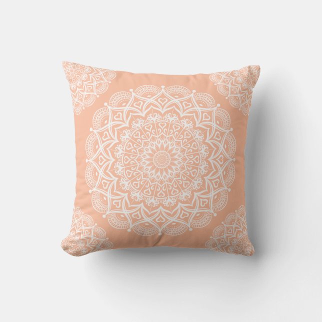 Almofada Elegante Peach Boho Mandala (Frente)
