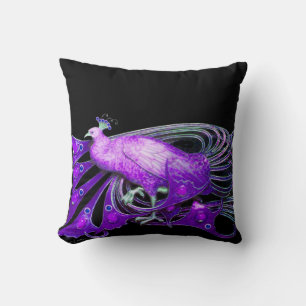 ALMOFADA ELEGANTE PEACOCK A PRETO