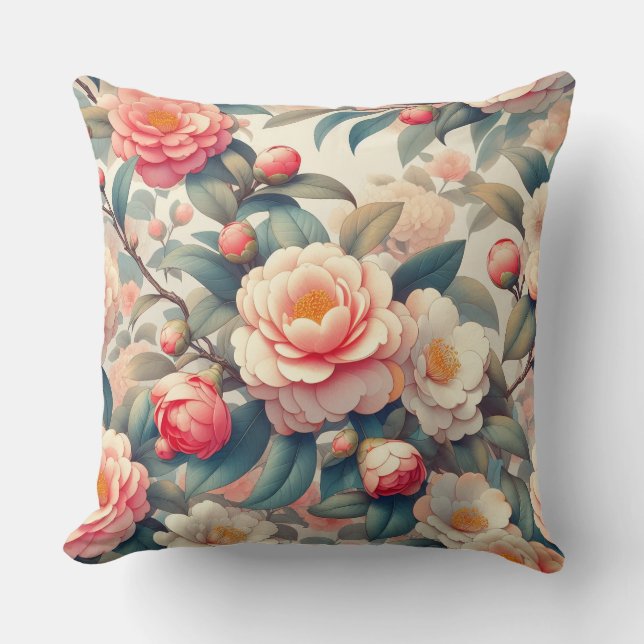 Almofada "Elegante Peony Pattern" (Frente)