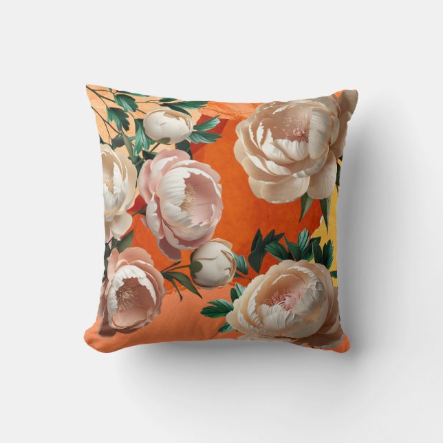 Almofada Elegante Peony Travesseiro decorativo Floral Home  (Frente)