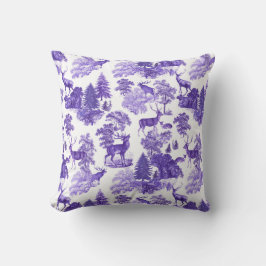 Almofada Elegante Periwinkle Blue Toile Deer in Woods