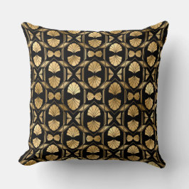 Almofada Elegante Preto e Dourado Art Deco Vintage dos Anos