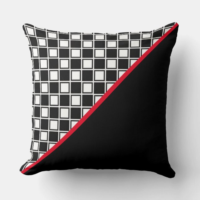 Almofada Elegante Preto Vermelho e Branco (Frente)
