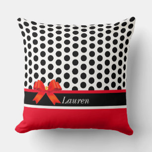 Almofada Elegante Preto Vermelho e Branco