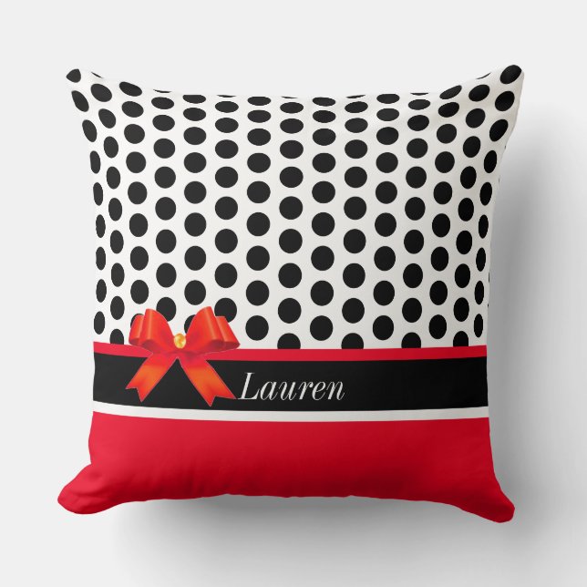 Almofada Elegante Preto Vermelho e Branco (Frente)
