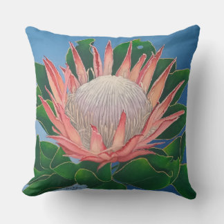Almofada Elegante Protea Rei Rosa | Arte Botânica de Flores