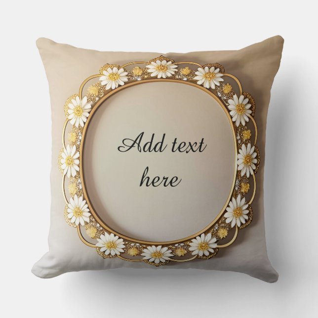 Almofada Elegante Quadro Floral Dourado (Frente)