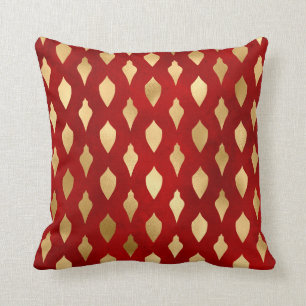 Almofada Elegante Red Dourado Baubles Natal