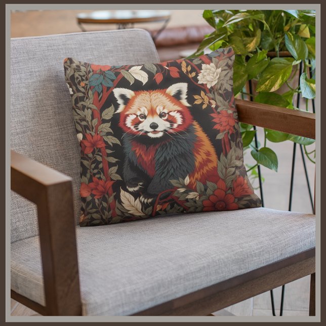 Almofada Elegante Red Panda William Morris Inspirou Floral (Criador carregado)