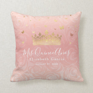 Almofada Elegante Rosa Dourado Blush Pink Mis Quince Anos