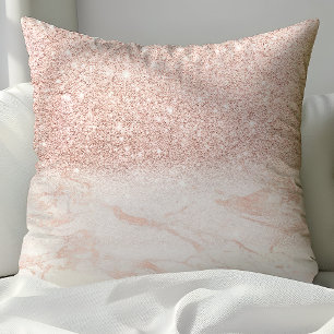 Almofada Elegante Rosa Dourado Blush Rosa Mármore