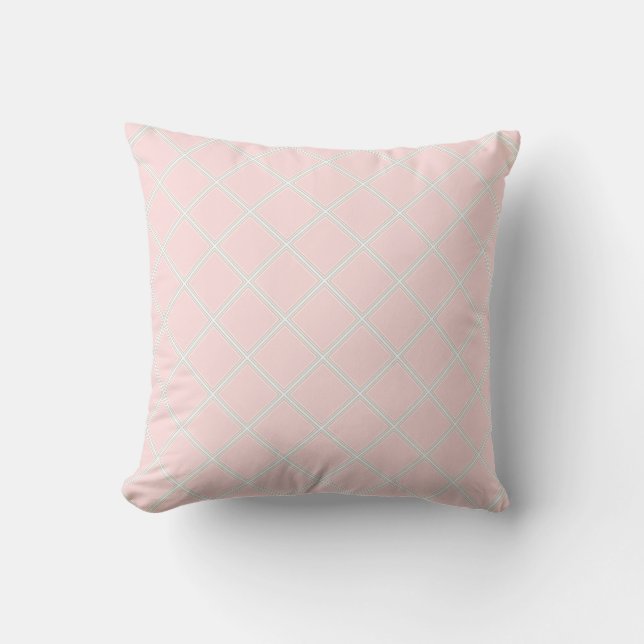 Almofada Elegante Rosa Pastel Laranja Verde Branco Geométri (Frente)