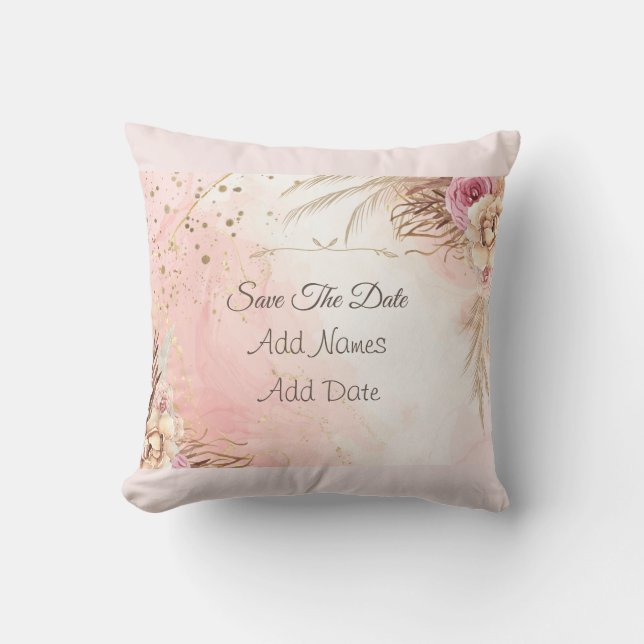 Almofada Elegante Rosas Rosa Primavera Blossom salve a data (Frente)