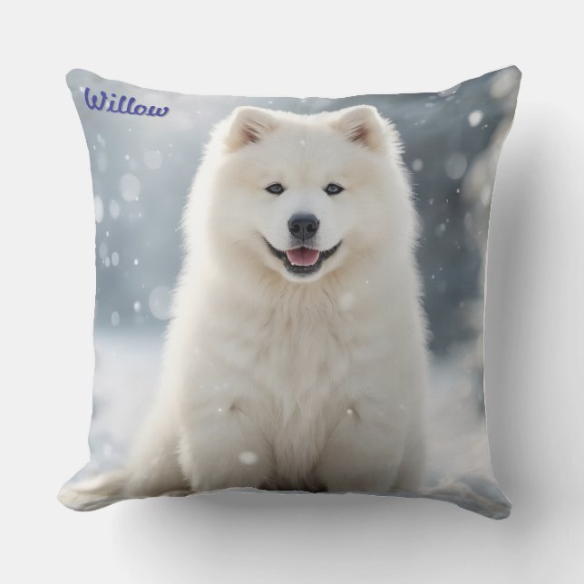 Almofada Elegante Samoyed Personalizado (Frente)