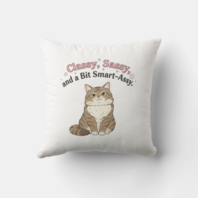 Almofada Elegante, Sassy e Descarada de Gato Design (Verso)