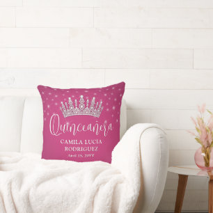 Almofada Elegante Sparkles Quinceañera Fuschia Pink Keepsaa