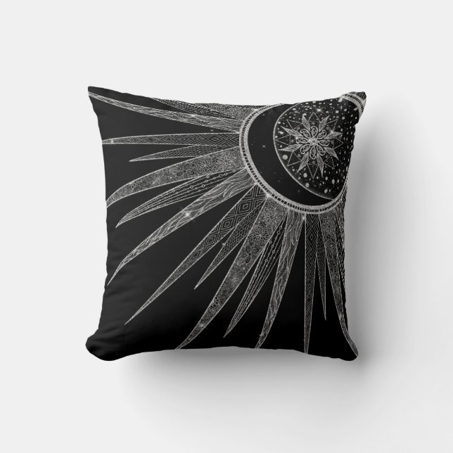 Almofada Elegante Sun Moon Mandala Black Design (Frente)