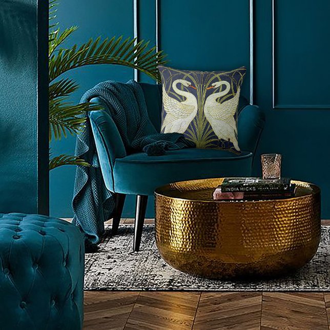 Almofada Elegante Swan Dance Art Nouveau (Criador carregado)